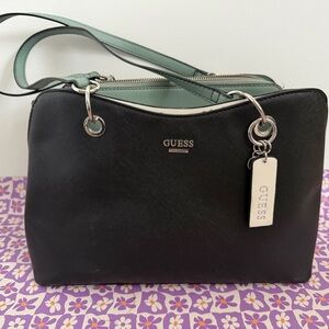 GUESS Black and Mint Satchel